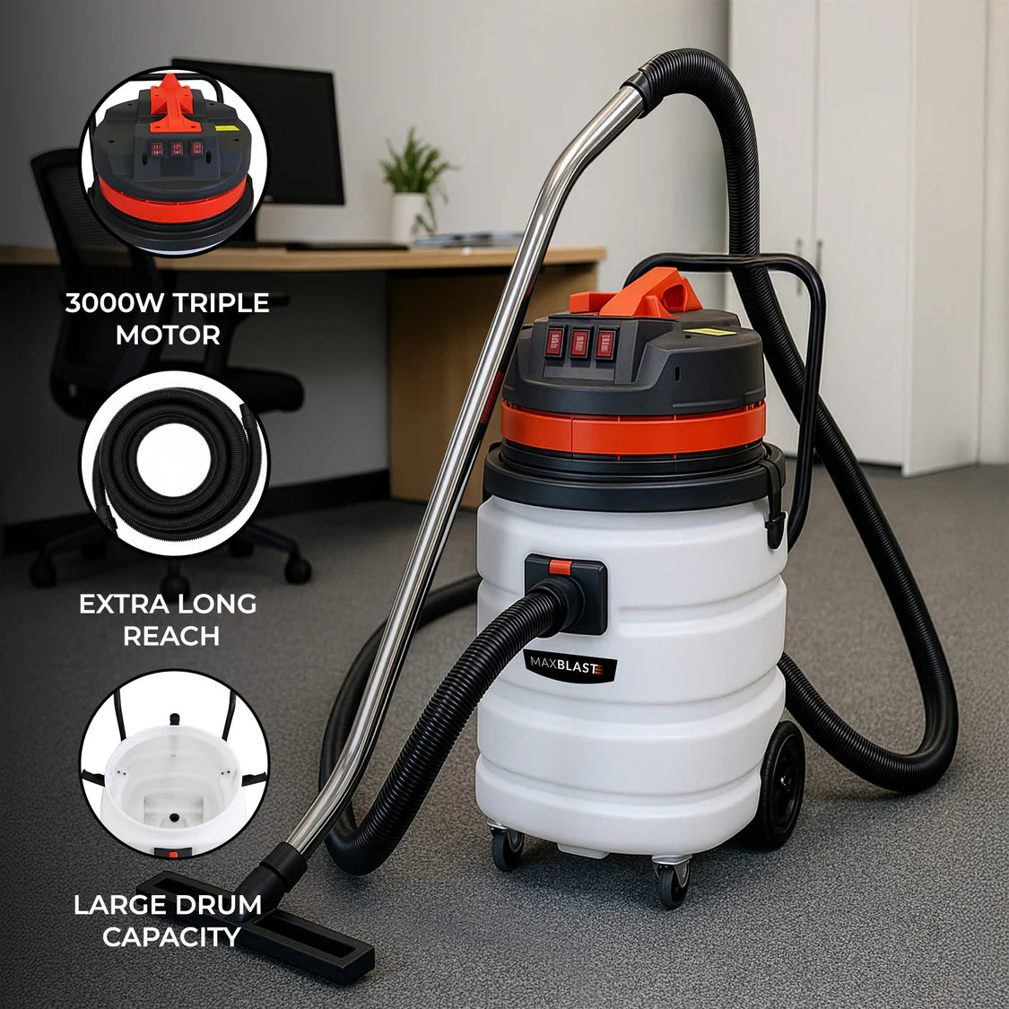 90L Wet & Dry Vacuum With 5m Hose