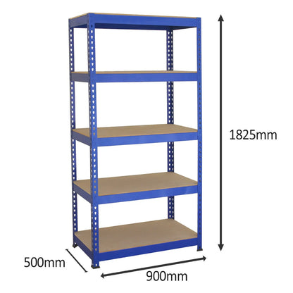 3 x 90cm Q-Rax Blue Metal Racking Units & Workbench & Mallet